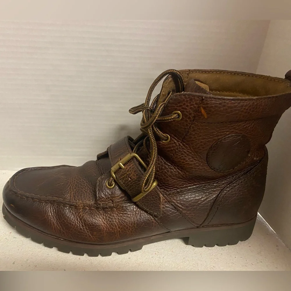 Ralph Lauren Redmond Dark Brown Leather Boots 9.5
